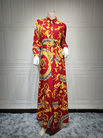 Swing Ladies Print Shirt Dress Middle East Ladies Clothing