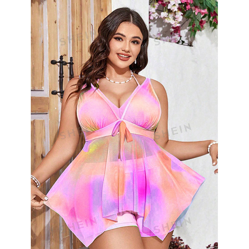 Printed One-Piece Swimsuit with Skirted Design for Women