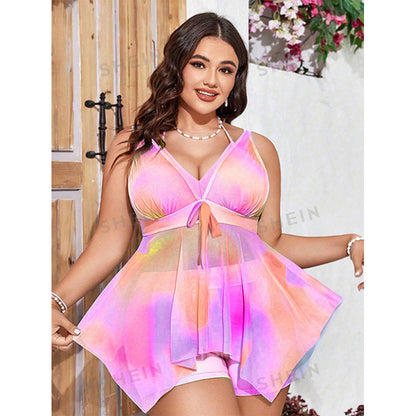 Printed One-Piece Swimsuit with Skirted Design for Women