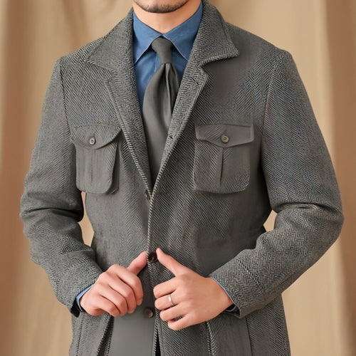 UrbanHaven™ – Men's Collar Safari Jacket for Business & Commute