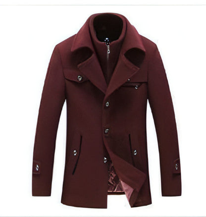 Collar Casual Wool Blends Trench Coats