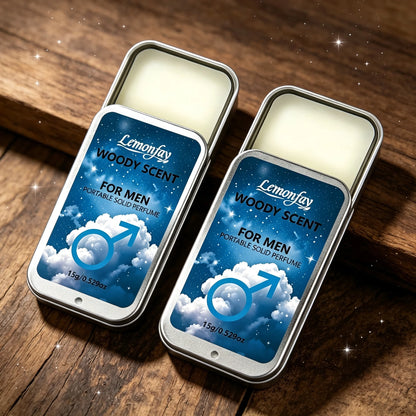 Lemonfay Woody Scent Portable Solid Perfume for Men 15g, Long Lasting Masculine Fragrance, Fresh Woody Scent for Daily Use