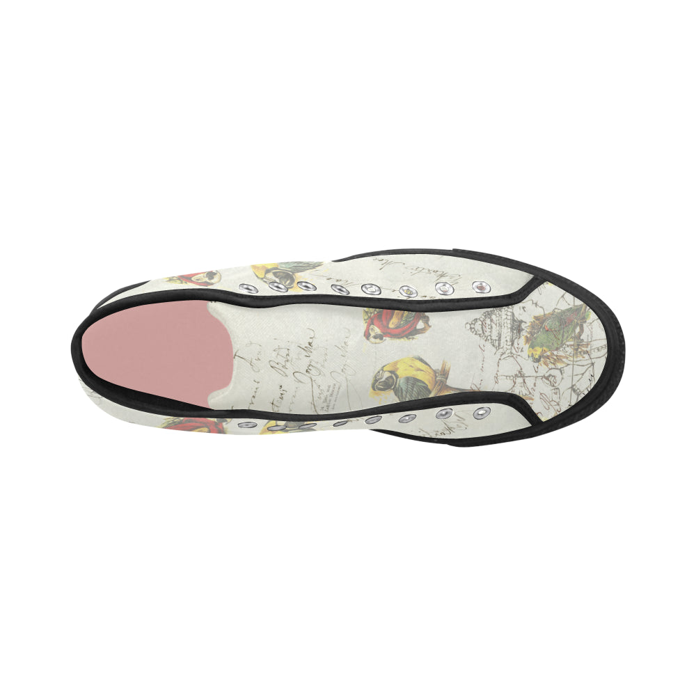 THE PARROT MAP II Women's All Over Print Canvas Sneakers