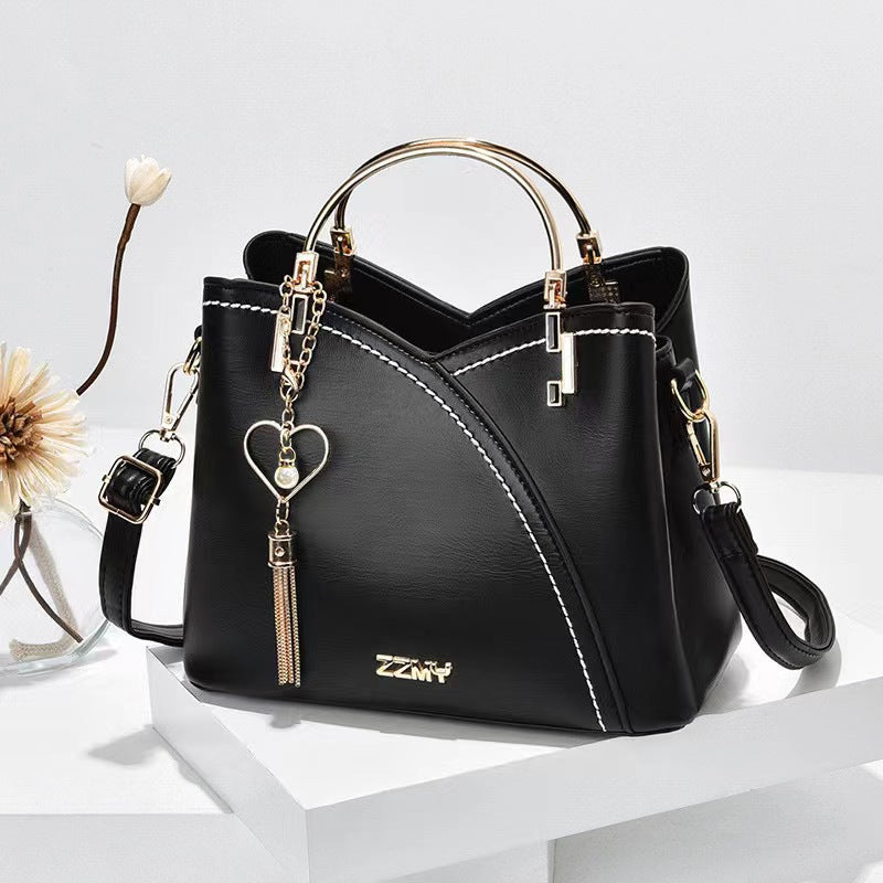 Color-blocked  large-capacity shoulder bag with high-quality crossbody design