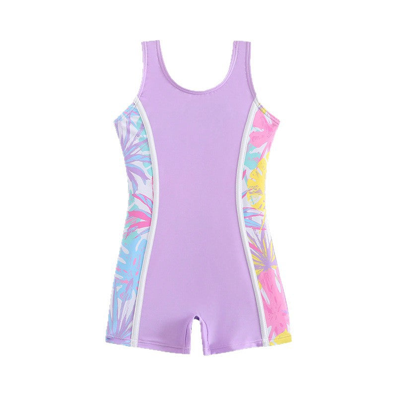 Printed Sleeveless One-Piece Swimsuit for Kids Girls