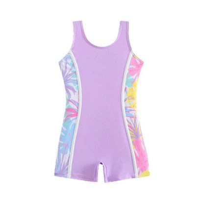 Printed Sleeveless One-Piece Swimsuit for Kids Girls