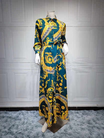 Swing Ladies Print Shirt Dress Middle East Ladies Clothing