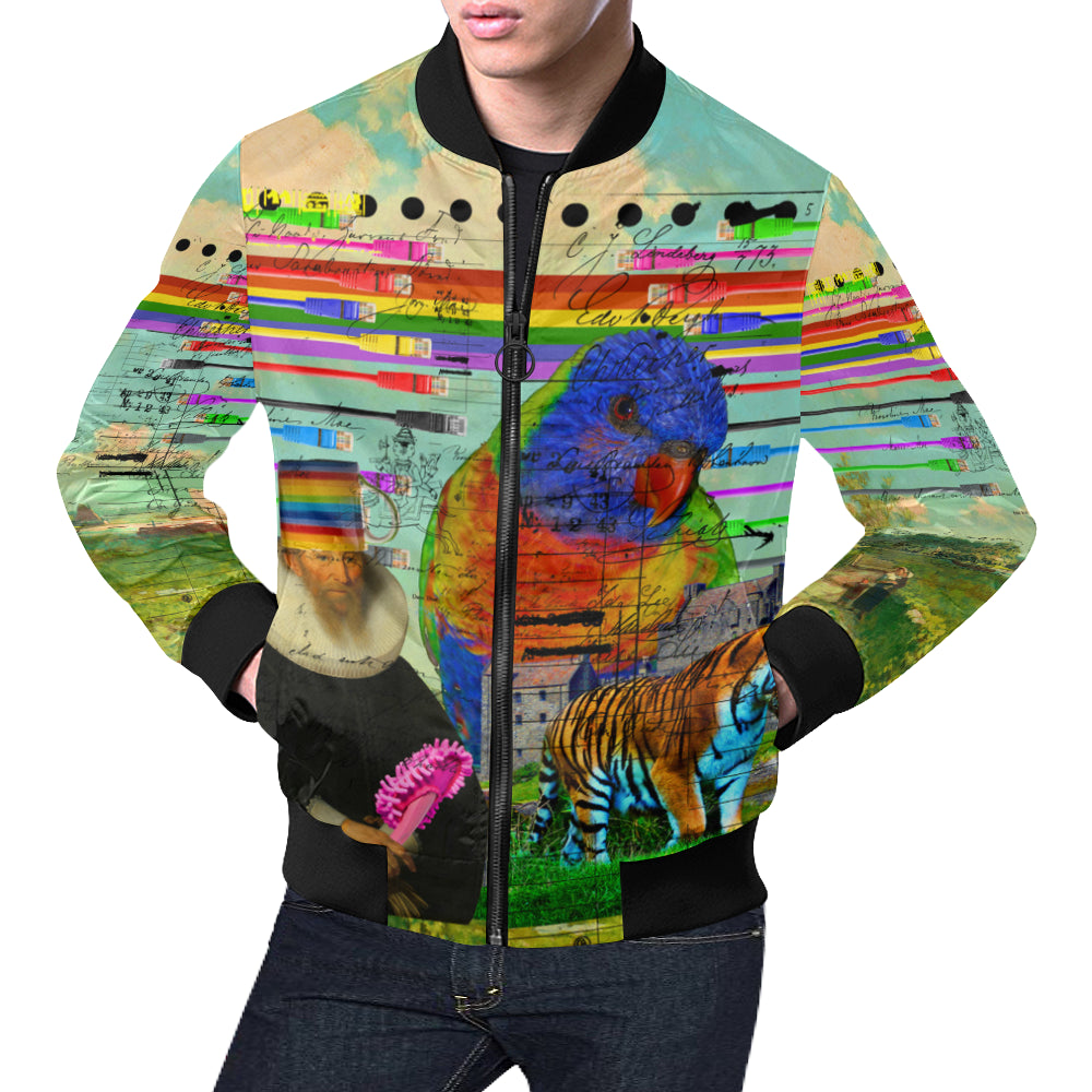 THE BIG PARROT All Over Print Bomber Jacket for Men