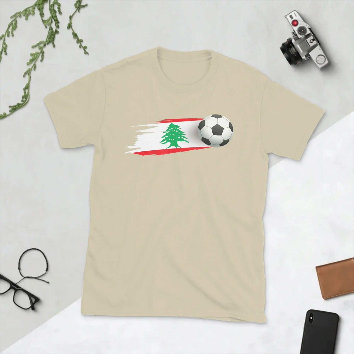 Lebanese Soccer Ball Lebanon Flag Men's T Shirts  Funny Tees Short Sleeve Round Collar T-Shirt Pure Cotton Printed Tops