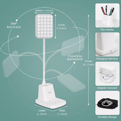 LED Desk Lamp With Wireless Charger White 800 Lumen