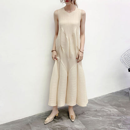 Elegant Ladies Pleated Dress Summer New Pleated Lantern Skirt Long