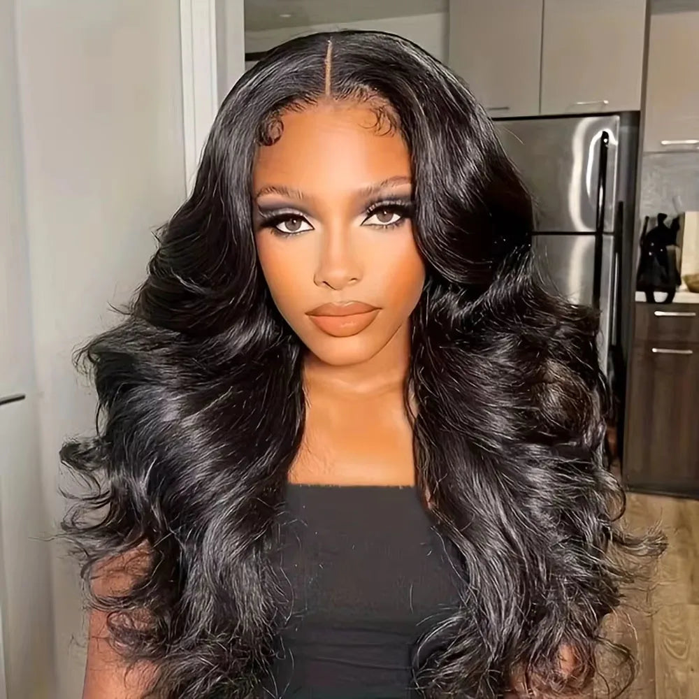 36 Inch Body Wave Lace Front Wigs Human Hair 250% Density 13x4 HD Lace Front Pre Plucked Natural Hairline With Baby Hair Brazilian Virgin 5x5 Glueless Human Hair Wigs For Women Natural Black Color Breathable Lace Base With Pre-Plucked Hairline