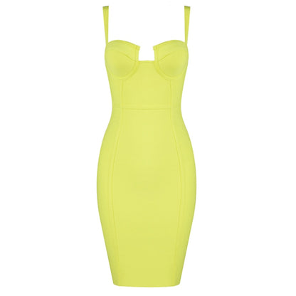 Ladies Sexy Blue Yellow Black Rayon Women Summer Bandage Dress Celebrity Designer Fashion Party Dress