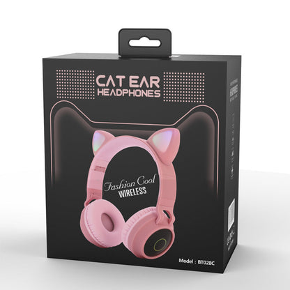 LED Light Cat Ear Headphones Wireless Bluetooth 5.0 Headset Portable