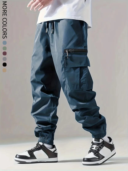 Men's Cargo Pants, Thin Trousers, Comfortable and Breathable, Outdoor Casual, Wearable, Running, Cycling, Multi-pocket 004