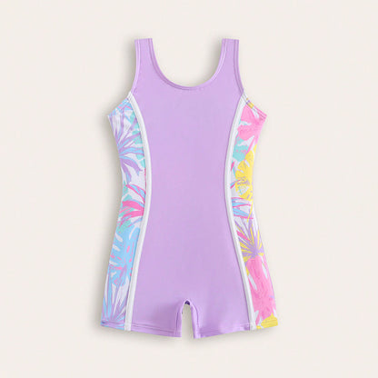 Printed Sleeveless One-Piece Swimsuit for Kids Girls