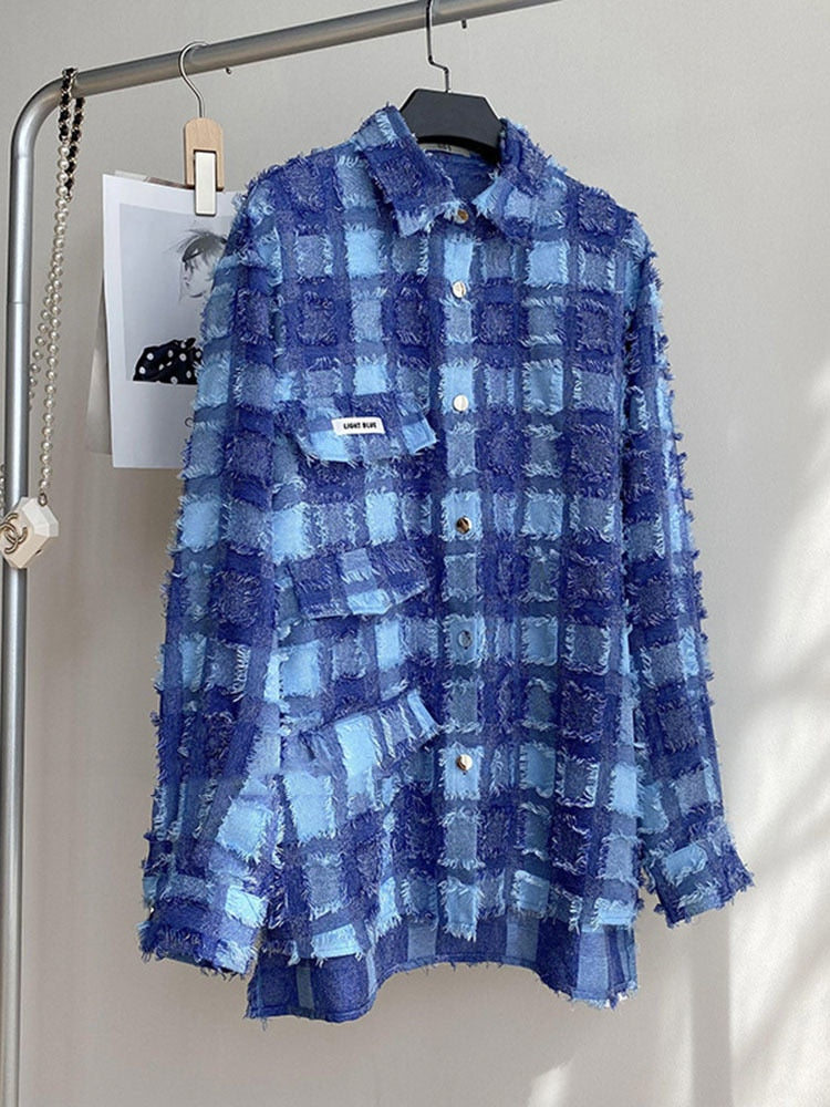 Autumn Plaid Coat Women's New Tweed Loose Temperament Ladies Trendy Top