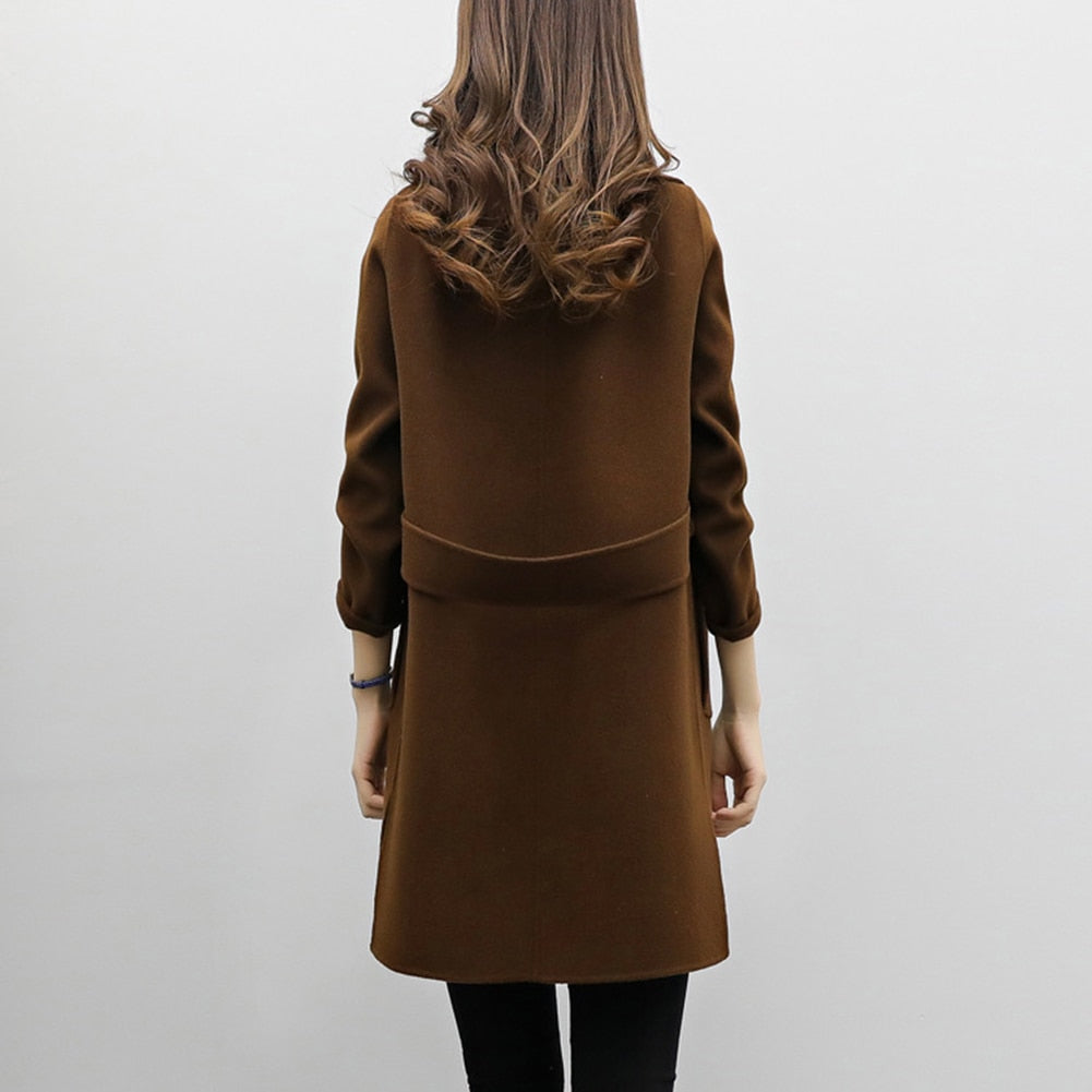 Two Breasted Ladies Long Sleeve Loose Suit Coat Jacket Women blazers Female Solid color long suit loose sliming jacket