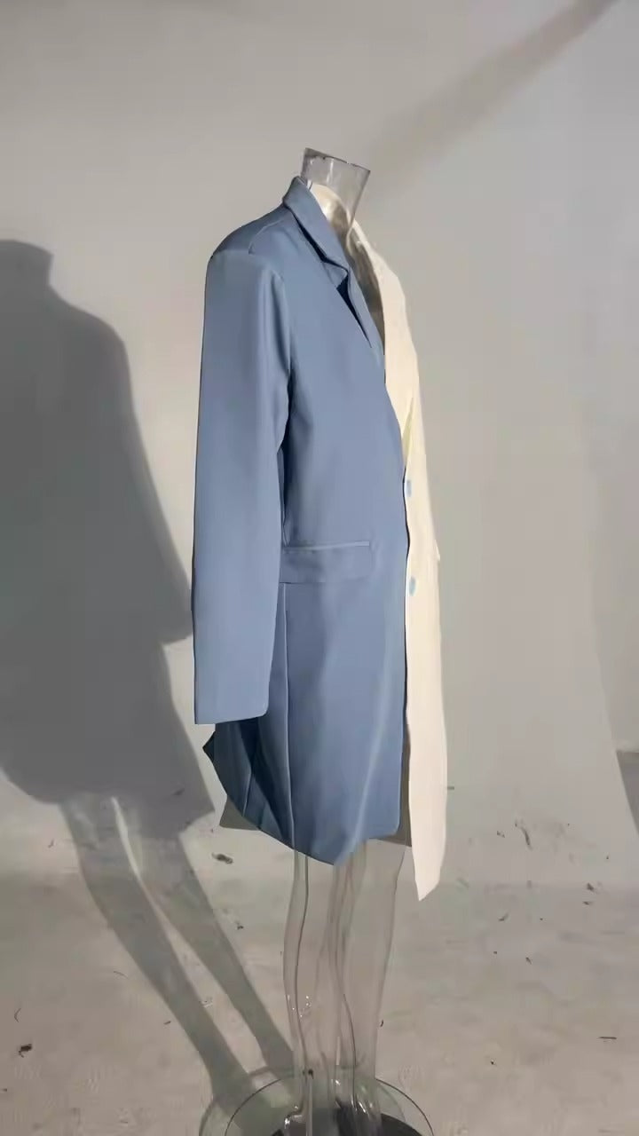 Single Breasted Color Matching Ladies Blazer Coat