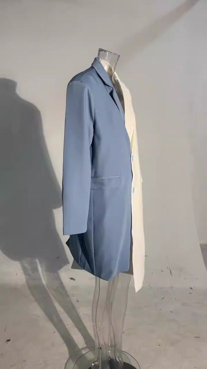 Single Breasted Color Matching Ladies Blazer Coat