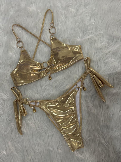 Metal ring hanging diamond bikini