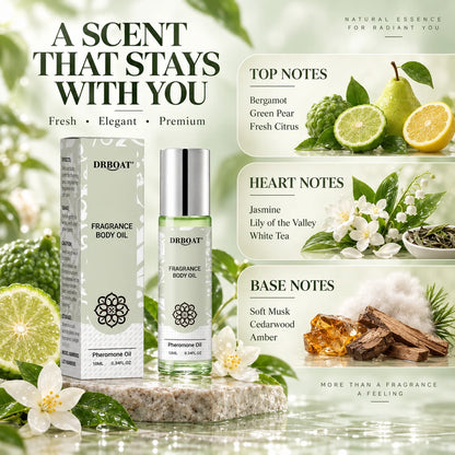 Fresh Jasmine Perfume Oil Roll On for Women, Long Lasting Floral Fragrance Body Oil with Green Pear Bergamot Cedarwood Notes