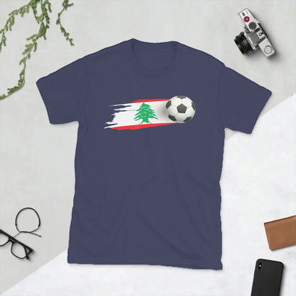 Lebanese Soccer Ball Lebanon Flag Men's T Shirts  Funny Tees Short Sleeve Round Collar T-Shirt Pure Cotton Printed Tops