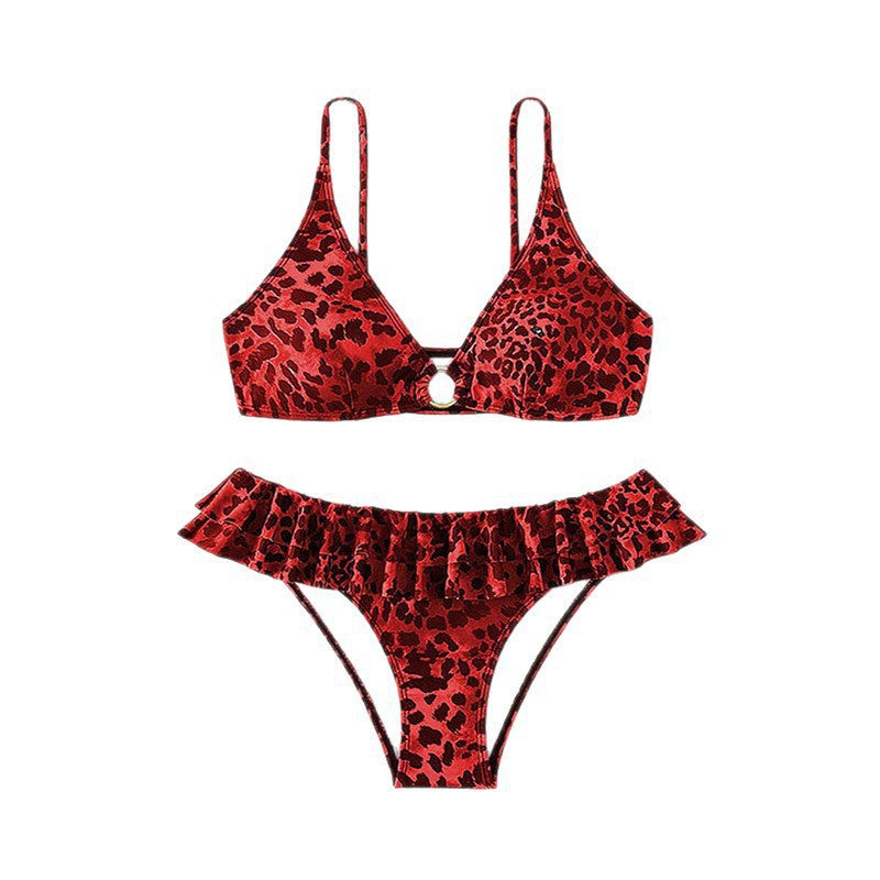 Sexy Leopard Print Bikini Set with Straps for Women Swimwear for Beach