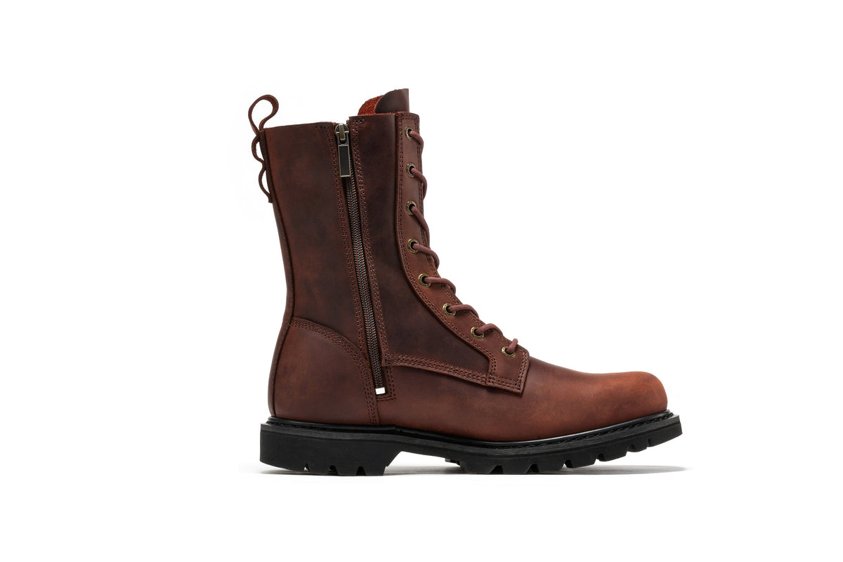 ROCKROOSTER Mantua Men's 8 inch Zip-sided Soft Toe Lug Sole Work Boots