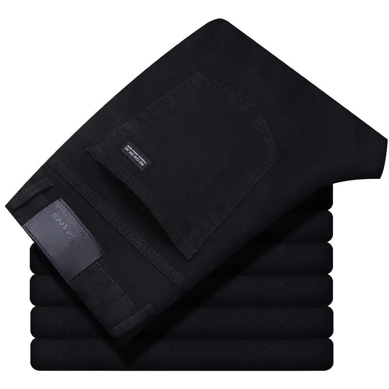 Wthinlee Men's Jeans Casual Straight Stretch Fashion Classic Blue Black Work Denim Pant Trousers Male  Clothing