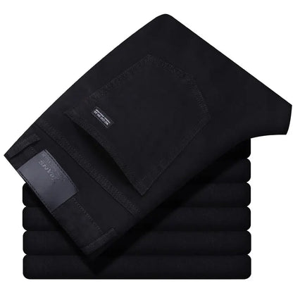 Wthinlee Men's Jeans Casual Straight Stretch Fashion Classic Blue Black Work Denim Pant Trousers Male  Clothing