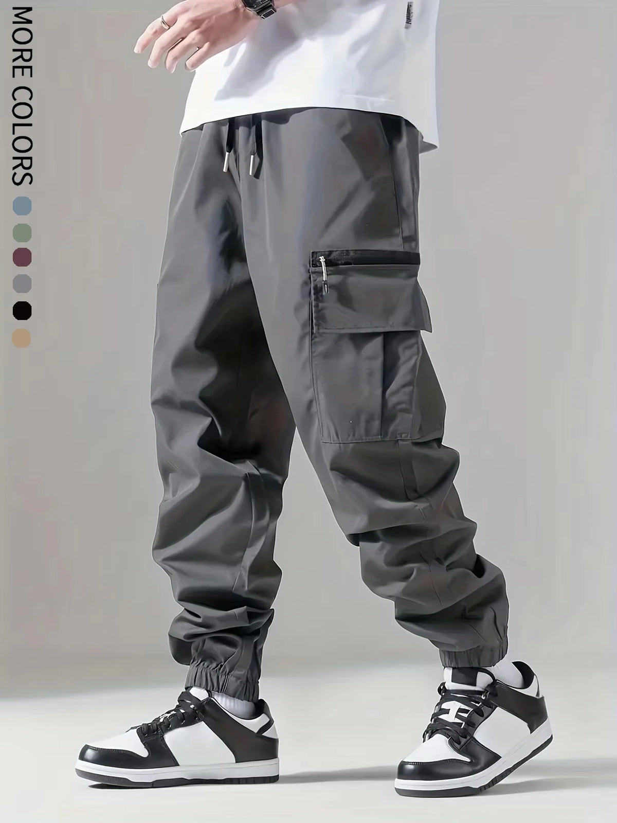 Men's Cargo Pants, Thin Trousers, Comfortable and Breathable, Outdoor Casual, Wearable, Running, Cycling, Multi-pocket 004