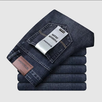 Wthinlee Men's Jeans Casual Straight Stretch Fashion Classic Blue Black Work Denim Pant Trousers Male  Clothing