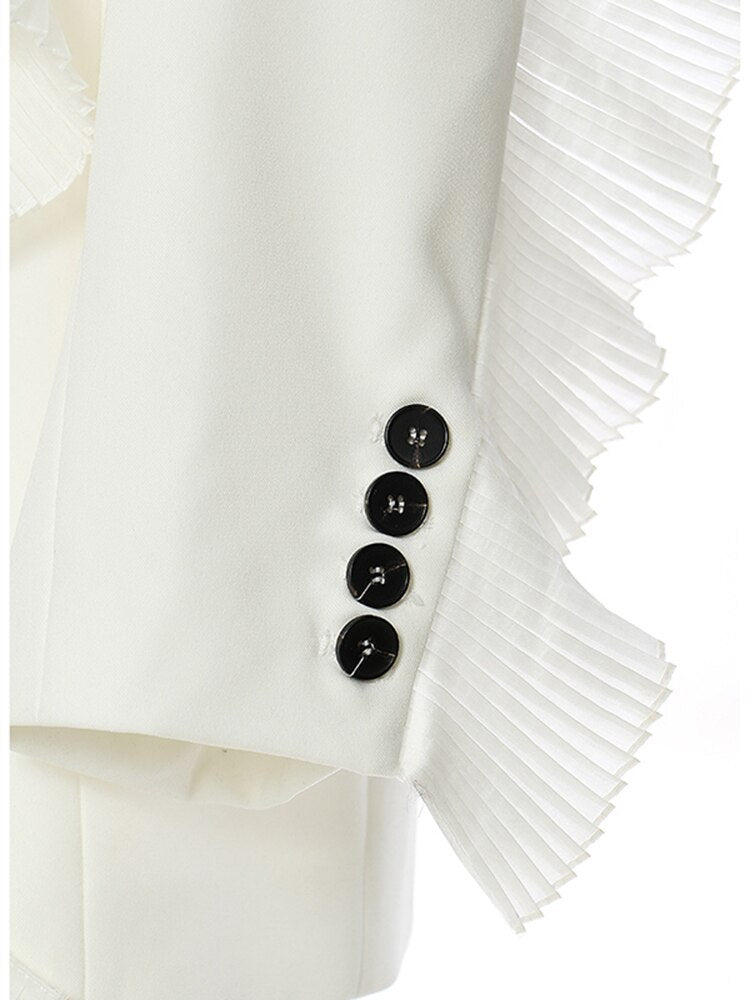 Fashion Women's Blazer New Notched Loose Single Breasted Spliced Mesh Long Sleeve Suit Jackets Female Summer