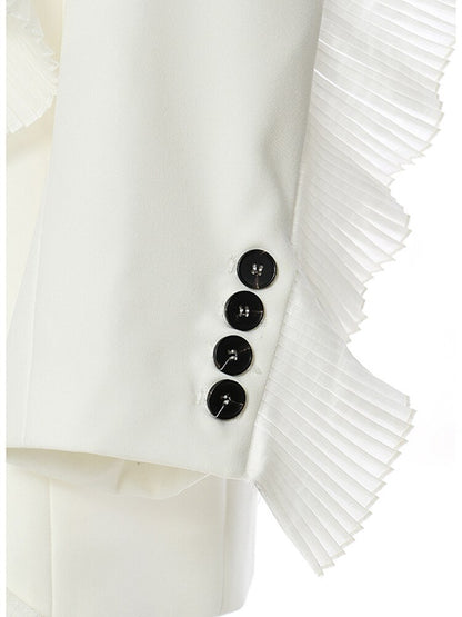 Fashion Women's Blazer New Notched Loose Single Breasted Spliced Mesh Long Sleeve Suit Jackets Female Summer