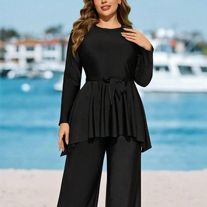 Printed Strapless Plus Size Dress-style Two-piece Swimwear Set