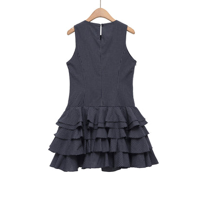 Summer layered plaid cake dress