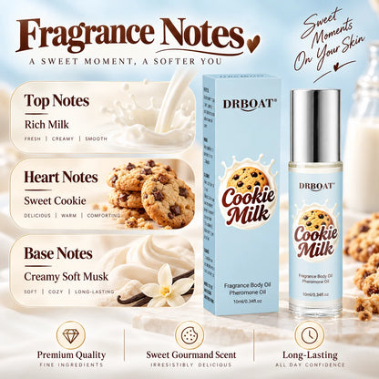 Cookie Milk Perfume Oil 10ml Roll On Long Lasting Sweet Gourmand Fragrance Body Essential Oil Portable Attar for Women