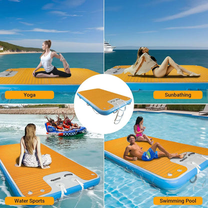 3m 4m Drop Stitch PVC Yacht Pontoon Dock Deck Floating Island Inflatable Water Platform for Lake
