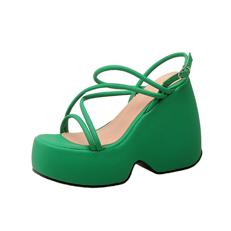 Summer Thick Sole Open Toe Ladies Sandals Super High Heel Platform