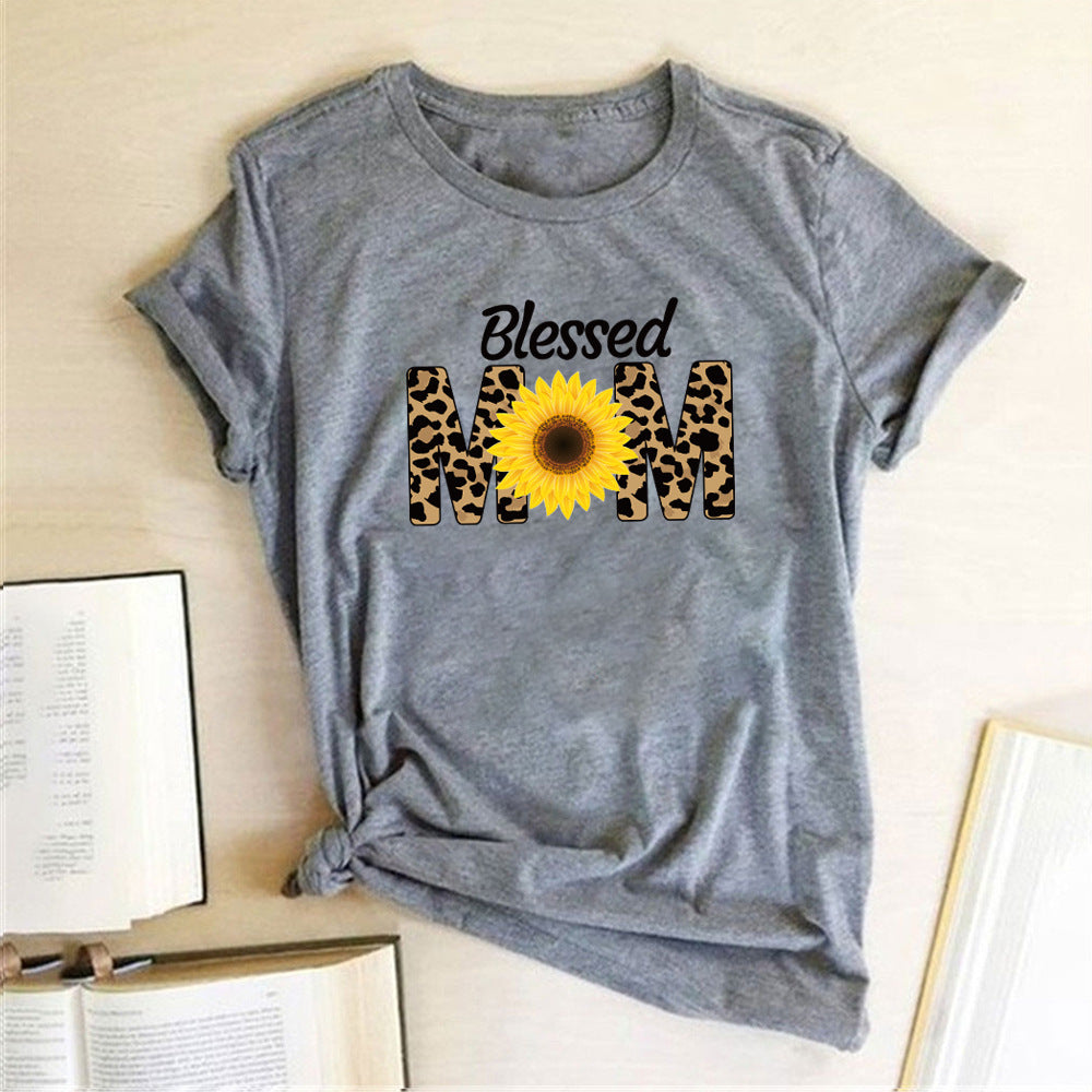 Sunflower Print T-Shirt Women Summer Casual Fashion Ladies Top Holiday T-Shirt