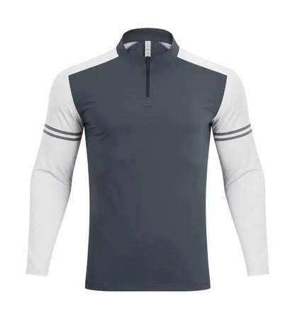 Custom DIY Long-sleeved Half-zipper T Shirt Men Elastic Training Gym Fitness Workout Sport Jersey Athletic Running Shirt Men