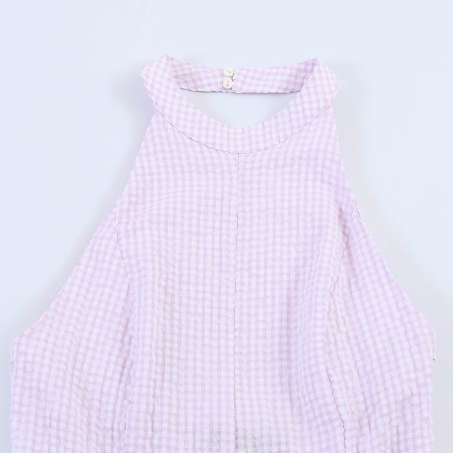 Plaid hanging neck dress for summer