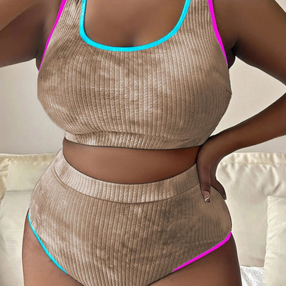 Tankini sexy swimsuit with contrasting tie dye fabric