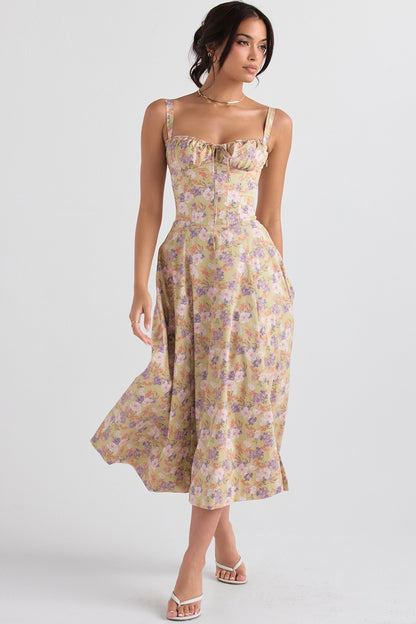 Ladies Fashion summer dresses women  maxi floral slip backless womens dresses elegant