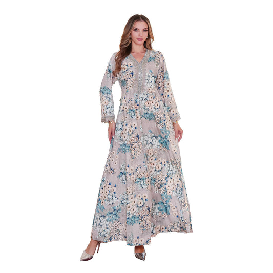 Muslim Long Robe Women's Dress Fashion Printed Ladies' Dress