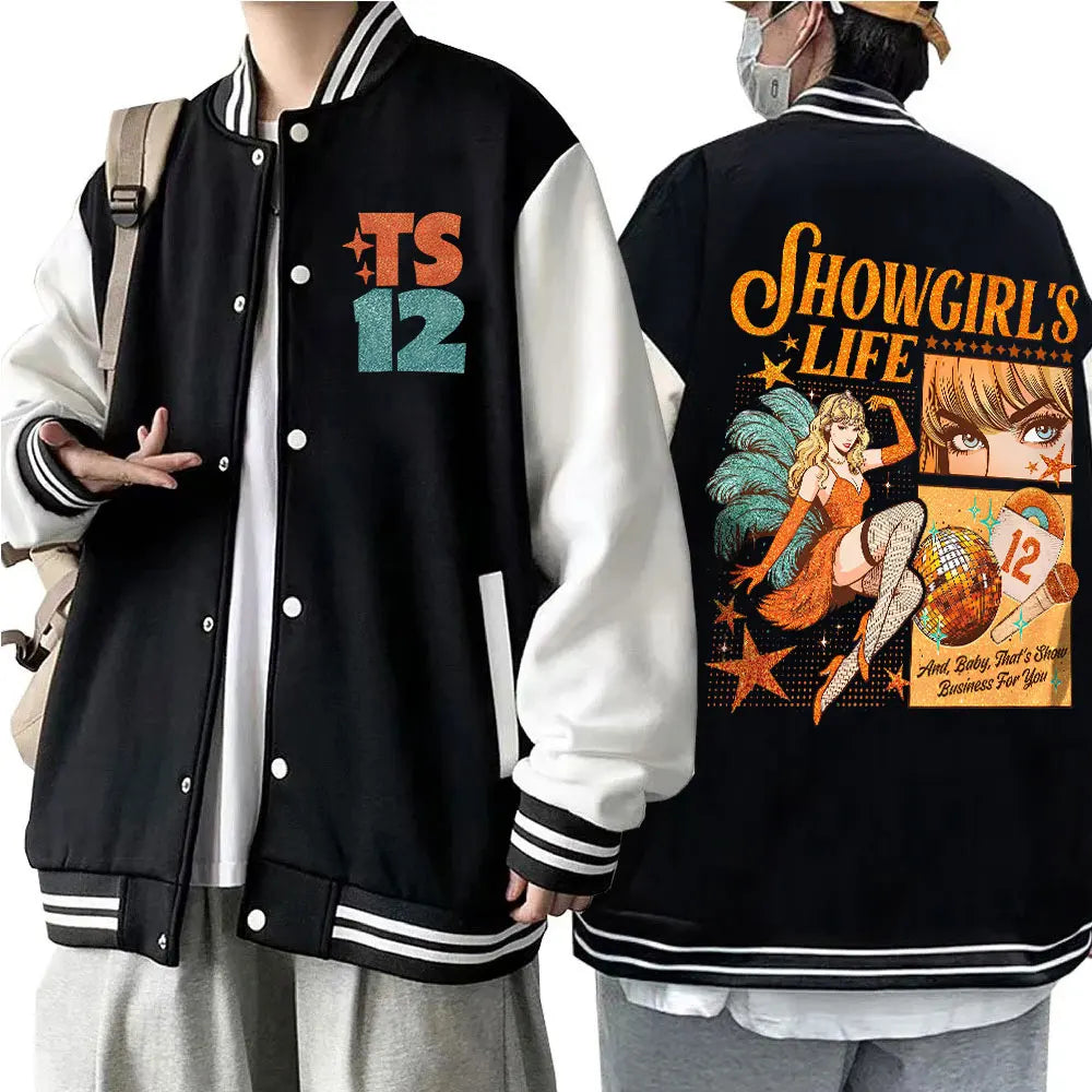 TS Ablum 2025 The Life of A Showgirl Baseball Uniform Jacket Women Men Kpop Baseball Jackets for Fans Gift
