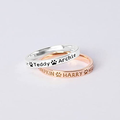 Dog Name Ring, Dog Mom Gift, Memorial Pet Gift, Custom Pet Names Ring