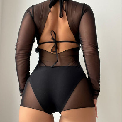 Solid color one-piece bikini swimsuit