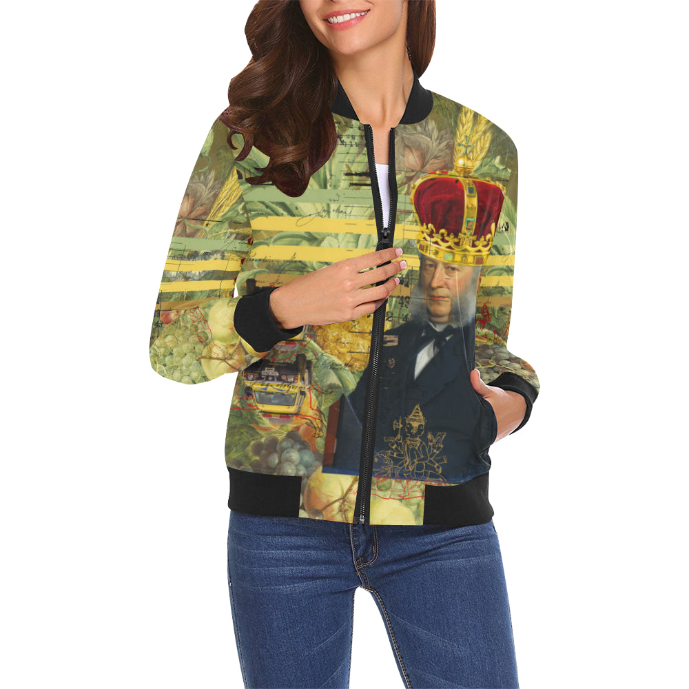 THE FOUR CROWNS All Over Print Bomber Jacket for Women